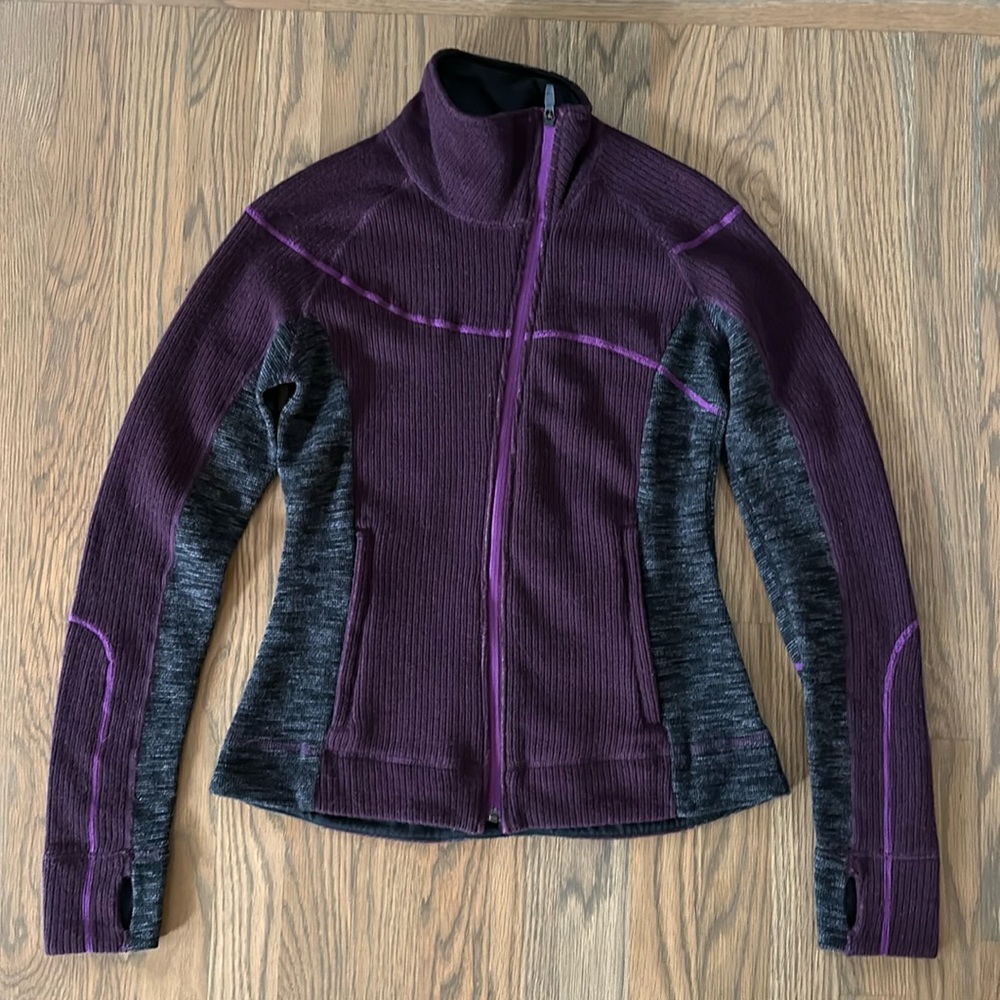 Title Nine Wool Blend Jacket sz XS Woman's Purple Grey Full Zip High Neck Pocket